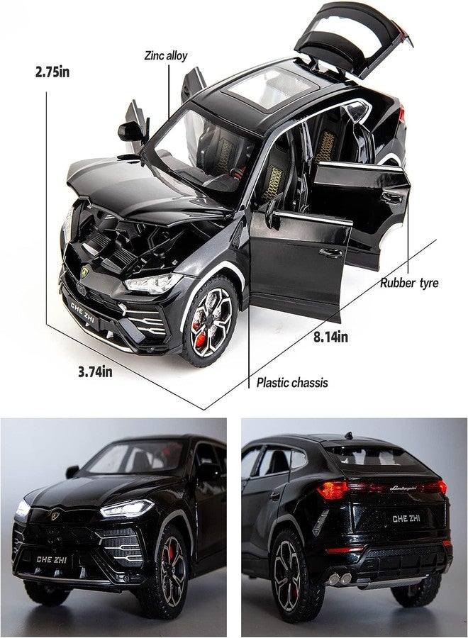VBE® Lemborghinii Urus Black Toy Car Metal Pull Back Diecast Car with Openable Door and Sound Light, Gifts Toys for Kids (Black Lemborghinii Urus) - Image 3